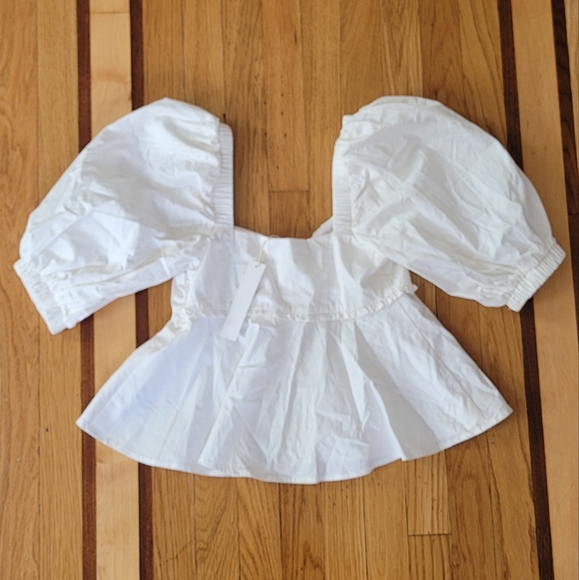 NWT FOR LOVE AND LEMONS AMANDA BUSTIER PUFF SLEEVE TOP BLOUSE - Picture 6 of 8